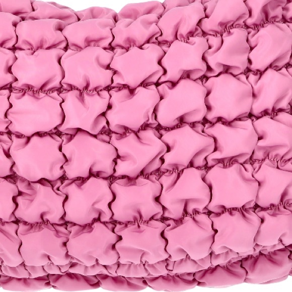 Oversized Quilted Puffy Rose Pink Lilac Hobo Shoulder Carryall Bag NWT - Picture 11 of 15